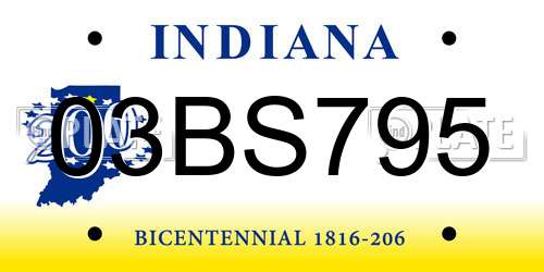 03BS795 Indiana License Plate
