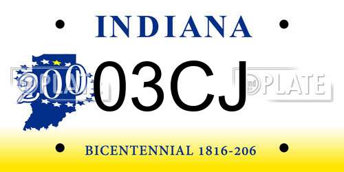 03CJ Indiana License Plate
