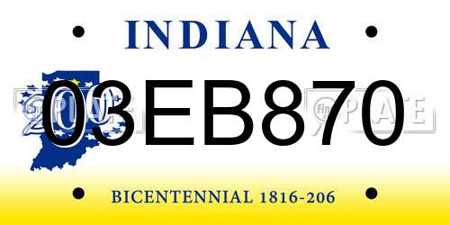 03EB870 Indiana License Plate