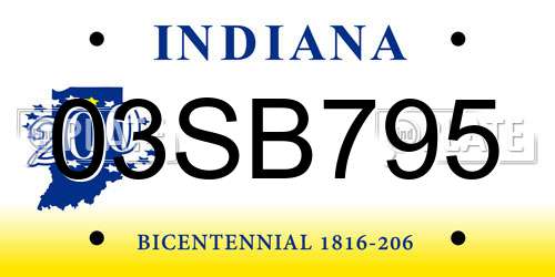 03SB795 Indiana License Plate