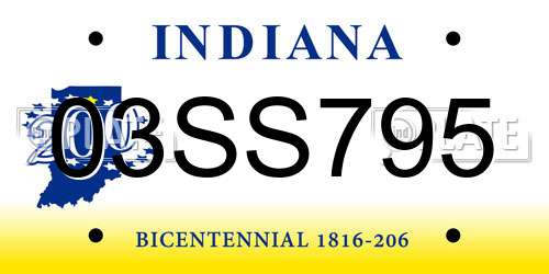 03SS795 Indiana License Plate
