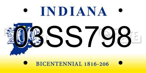 03SS798 Indiana License Plate