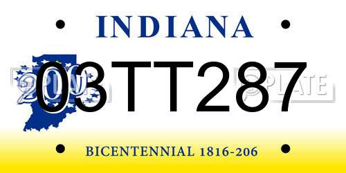 03TT287 Indiana License Plate