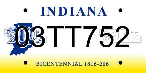 03TT752 Indiana License Plate