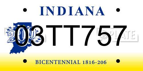 03TT757 Indiana License Plate