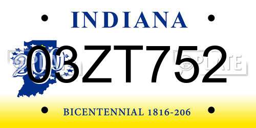 03ZT752 Indiana License Plate