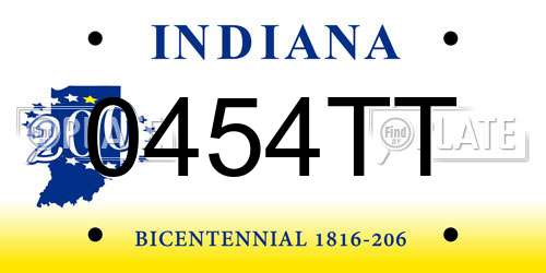 0454TT Indiana License Plate