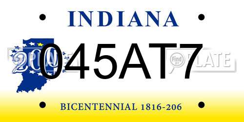 045AT7 Indiana License Plate