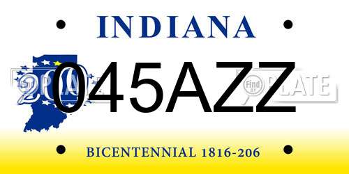 045AZZ Indiana License Plate
