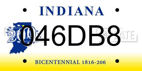 046DB8 Indiana License Plate