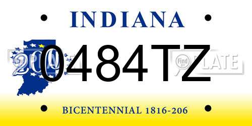 0484TZ Indiana License Plate