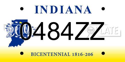 0484ZZ Indiana License Plate