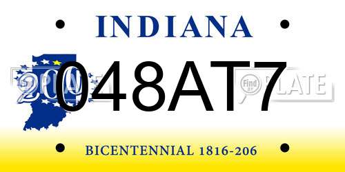 048AT7 Indiana License Plate