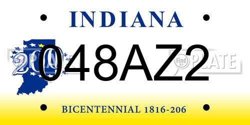 048AZ2 Indiana License Plate