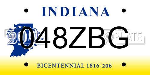 048ZBG Indiana License Plate