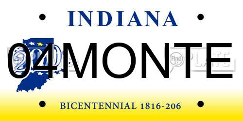 04MONTE Indiana License Plate