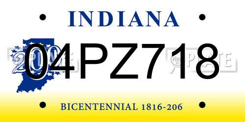 04PZ718 Indiana License Plate