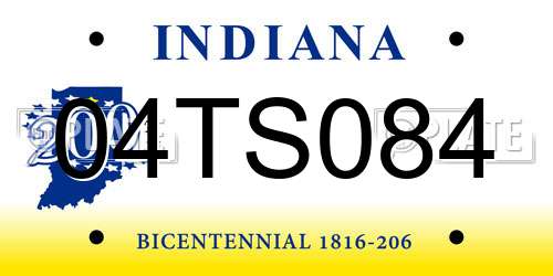 04TS084 Indiana License Plate