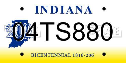 04TS880 Indiana License Plate