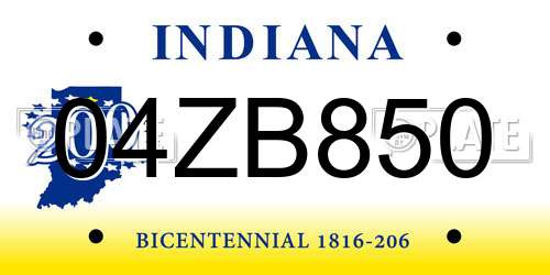 04ZB850 Indiana License Plate