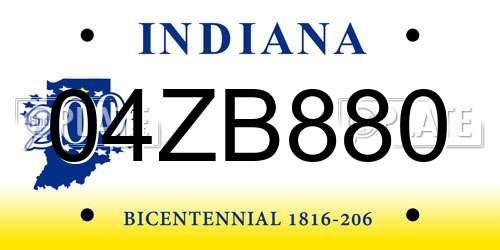 04ZB880 Indiana License Plate