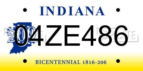 04ZE486 Indiana License Plate