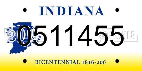 0511455 Indiana License Plate