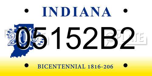 05152B2 Indiana License Plate