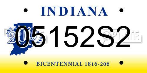 05152S2 Indiana License Plate