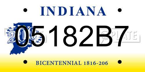 05182B7 Indiana License Plate