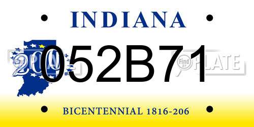 052B71 Indiana License Plate