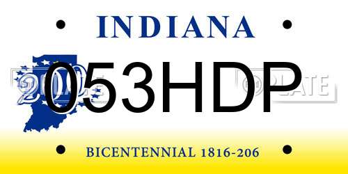 053HDP Indiana License Plate