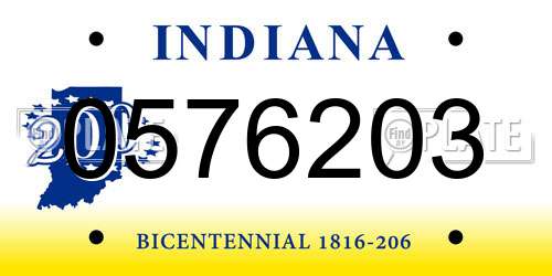 0576203 Indiana License Plate