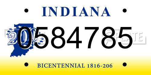 0584785 Indiana License Plate