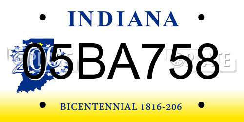 05BA758 Indiana License Plate