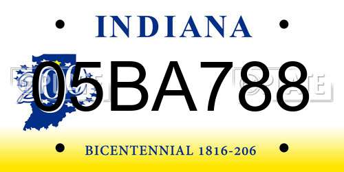 05BA788 Indiana License Plate