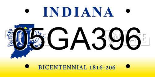 05GA396 Indiana License Plate