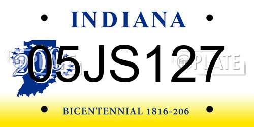 05JS127 Indiana License Plate