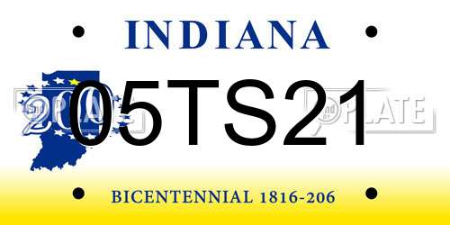 05TS21 Indiana License Plate