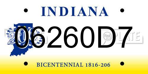 06260D7 Indiana License Plate