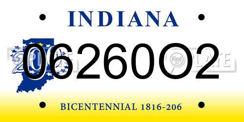 06260O2 Indiana License Plate