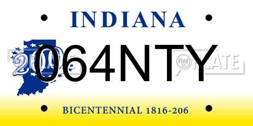 064NTY Indiana License Plate