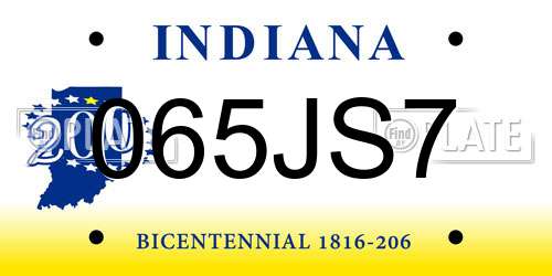 065JS7 Indiana License Plate