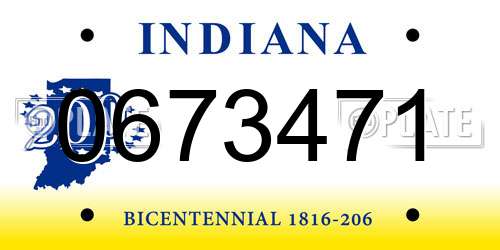0673471 Indiana License Plate