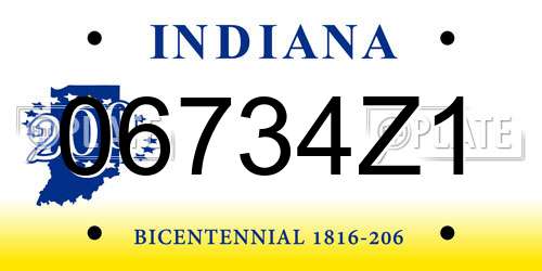 06734Z1 Indiana License Plate