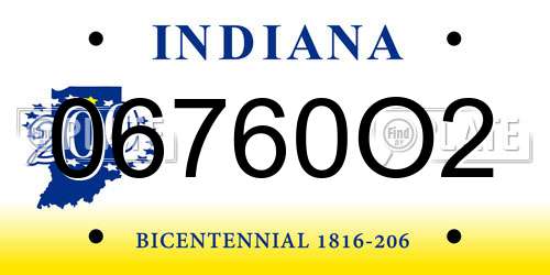 06760O2 Indiana License Plate