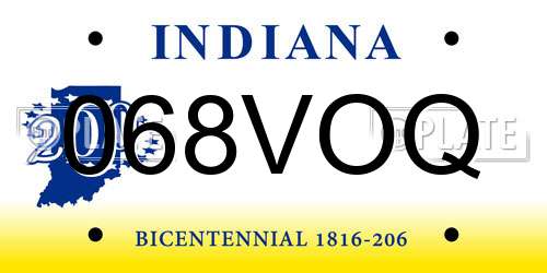 068VOQ Indiana License Plate