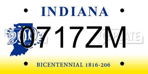 0717ZM Indiana License Plate