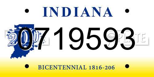 0719593 Indiana License Plate