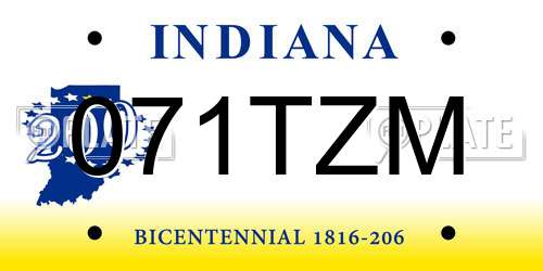 071TZM Indiana License Plate